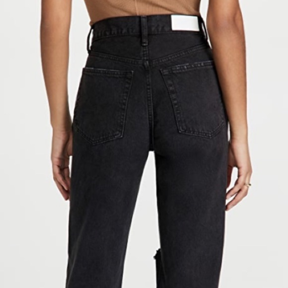 Re/Done Black High Waist Ankle Crop Distressed Jeans - Picture 2 of 10